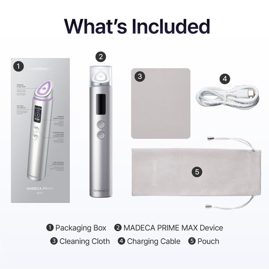CENTELLIAN 24 Madeca Prime Max (Silver) - Multi-Functional Facial Beauty Device, 6 Advanced Energy Technologies for Brightening, Absorption, Firming, Hydration & Skin Tone Improvement