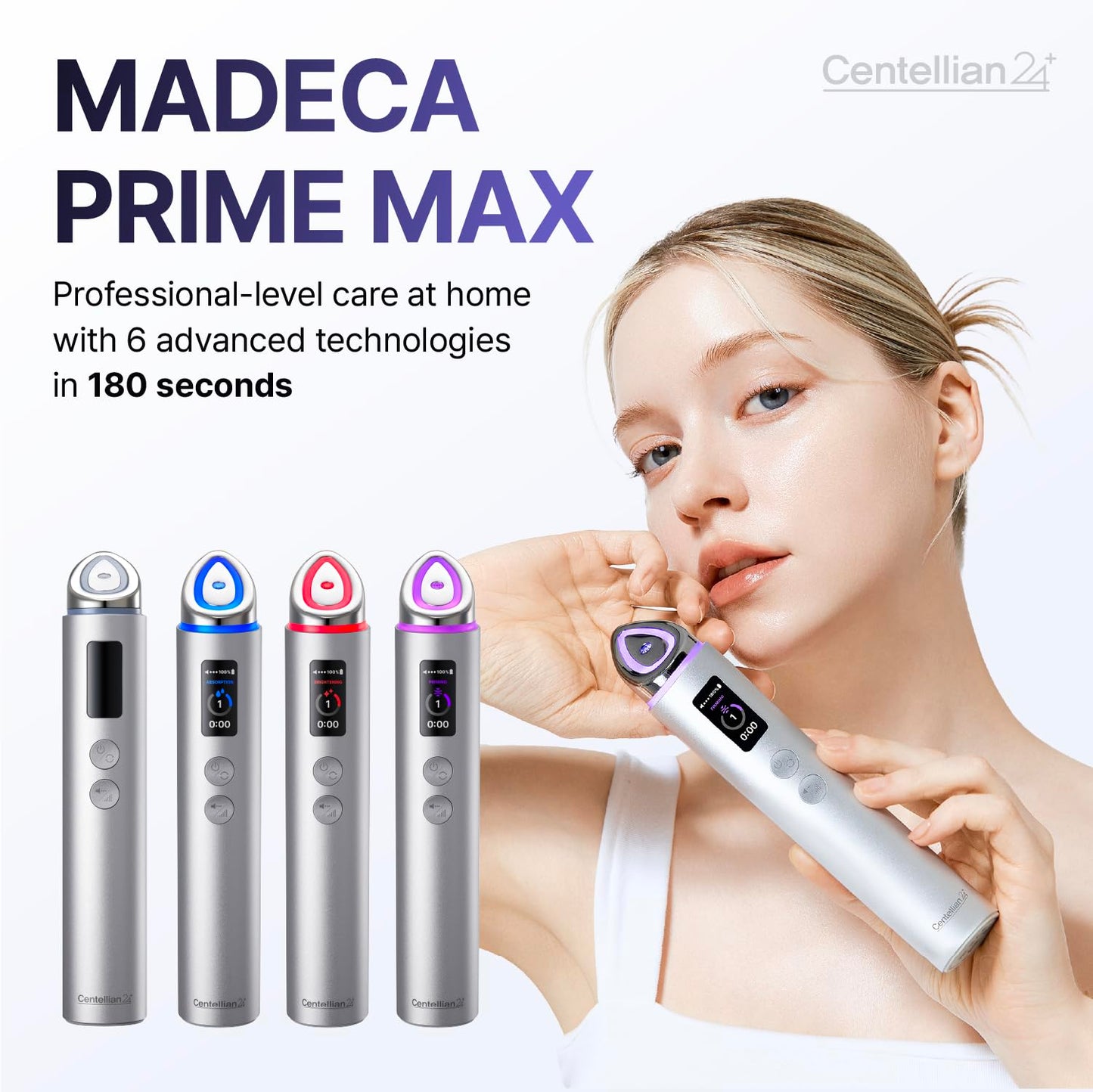 CENTELLIAN 24 Madeca Prime Max (Silver) - Multi-Functional Facial Beauty Device, 6 Advanced Energy Technologies for Brightening, Absorption, Firming, Hydration & Skin Tone Improvement