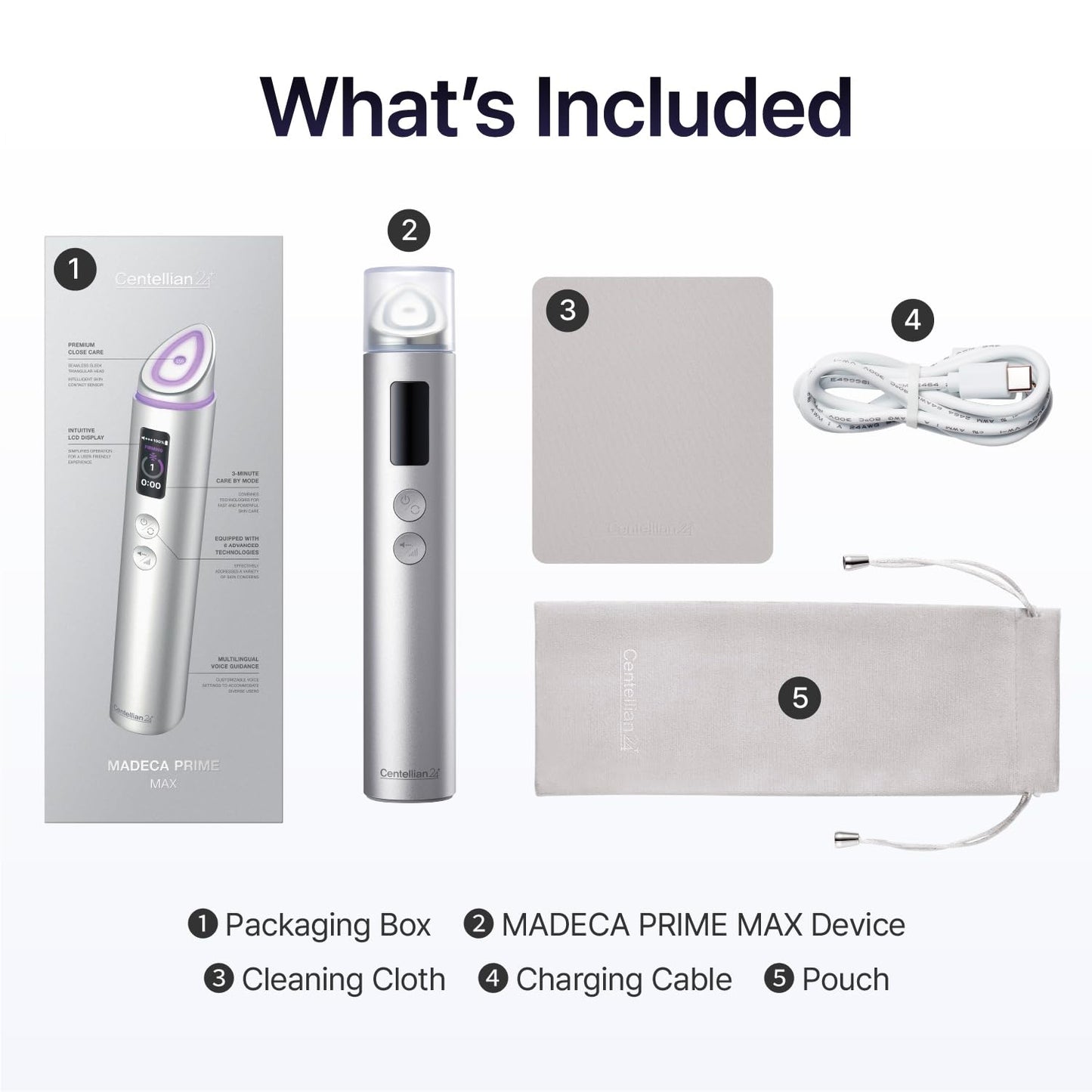 CENTELLIAN 24 Madeca Prime Max (Silver) - Multi-Functional Facial Beauty Device, 6 Advanced Energy Technologies for Brightening, Absorption, Firming, Hydration & Skin Tone Improvement