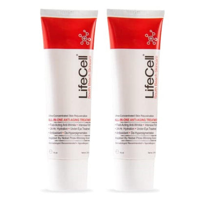 LifeCell All In One Anti-Aging Cream – Reduces Wrinkles, Fine Lines, Dark Circles & Sun Damage – Retinol, Vitamin C, DMAE & Hyaluronic Acid – Fragrance-Free, for All Skin Types (2.54oz), 2-Pack