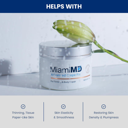 MiamiMD Advanced Crepe Fix 180ml (6fl oz) Anti Aging and Skin Firming Cream For All Skin Types - Cruelty Free - Paraben Free Skin Care - 6 PACK