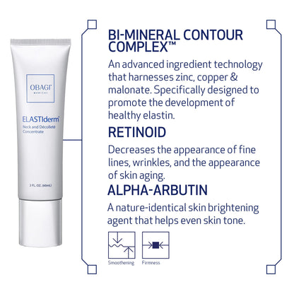 Obagi ELASTIderm Neck & Décolleté Lifting Concentrate with Patented Bi-Mineral Contour Complex, Retinoid & Alpha-Arbutin Clinically Proven to Reduce Fine Lines & Wrinkles – 2 oz