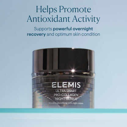ELEMIS ULTRA SMART Pro-Collagen Night Genius, Powerful Anti-Wrinkle Recovery Cream, Replenish, Rejuvenate & Firm Skin Overnight, Skin Moisturizer